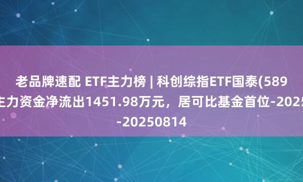 老品牌速配 ETF主力榜 | 科创综指ETF国泰(589630)主力资金净流出1451.98万元，居可比基金首位-20250814
