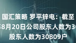 国汇策略 罗平锌电：截至2025年8月20日公司股东人数为30809户